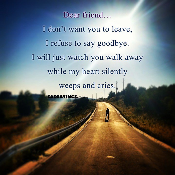 Dear friend… I don’t want you to leave, I refuse to say goodbye ...